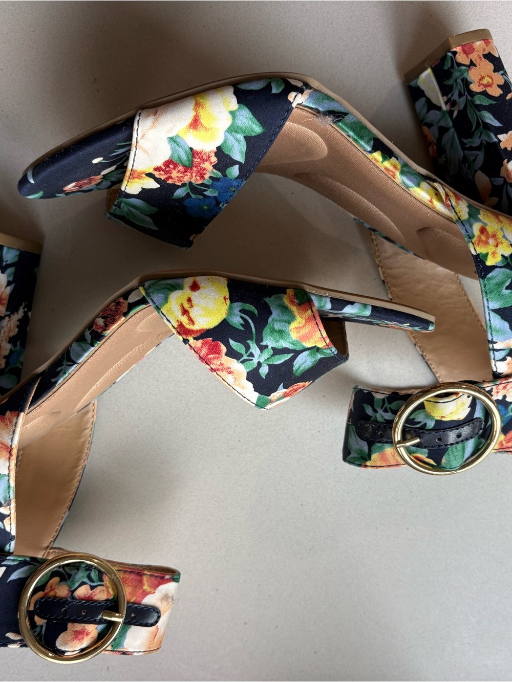 Apt. 9 Navy Floral Ankle-Strap Block Heels - Picture 3 of 8
